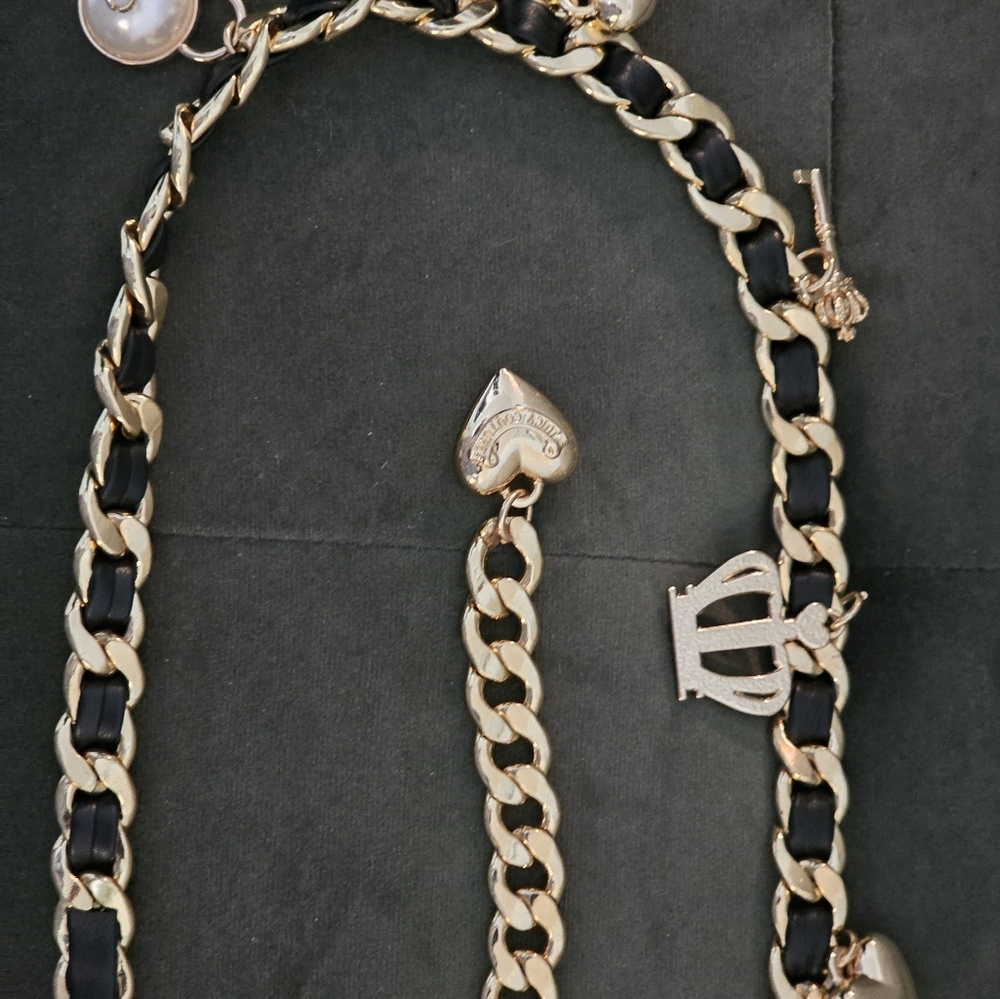 JUICEY COUTOURE Gold and Black Charm BELT - Picture 4 of 9